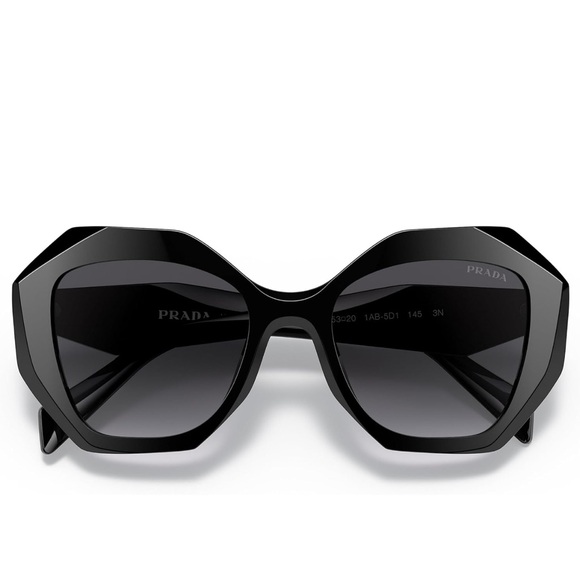 🖤Prada PR 16WS 1AB5D1 Black Plastic Geometric Sunglasses Grey Gradient Lens - Picture 8 of 15